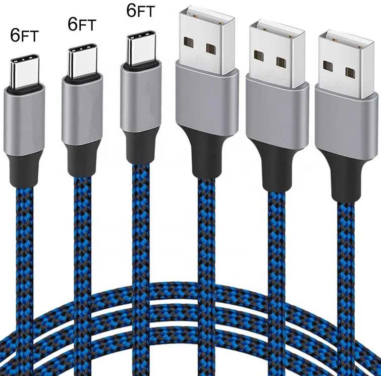 Аксессуары Amazon, USB-кабель типа C, 3 А, нейлоновый usb-кабель для android для Samsung S10, S10Plus, S20, S20Plus, Note 20, Note pro