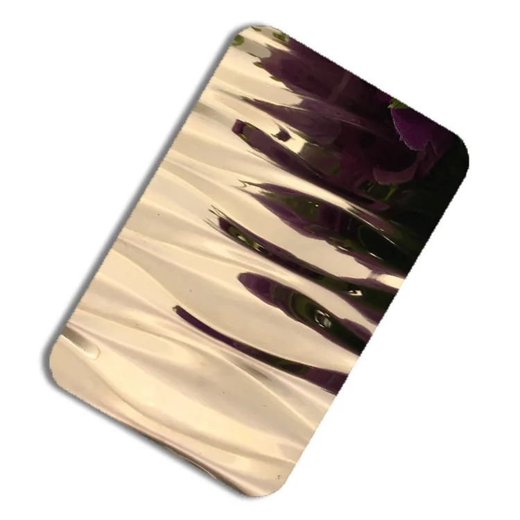316 0.8mm pvd gold color mirror water ripple stamped stainless steel color sheet for decoration