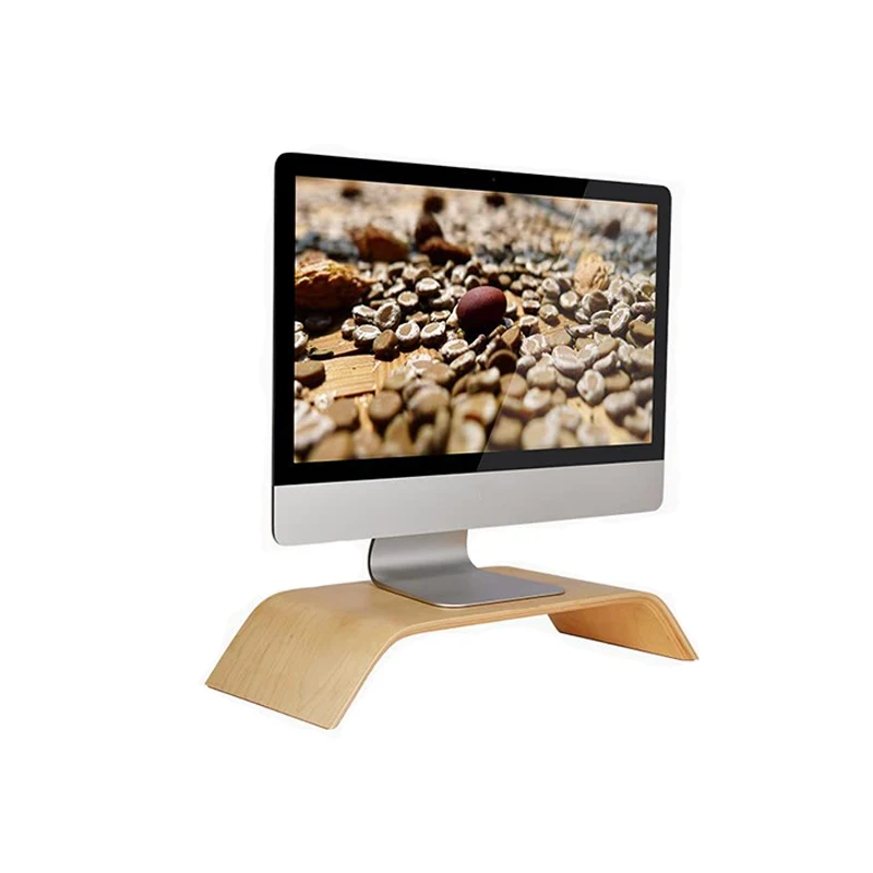 Ergonomic Desktop Wood Single Computer Monitor Stand Riser Computer Desk Holder