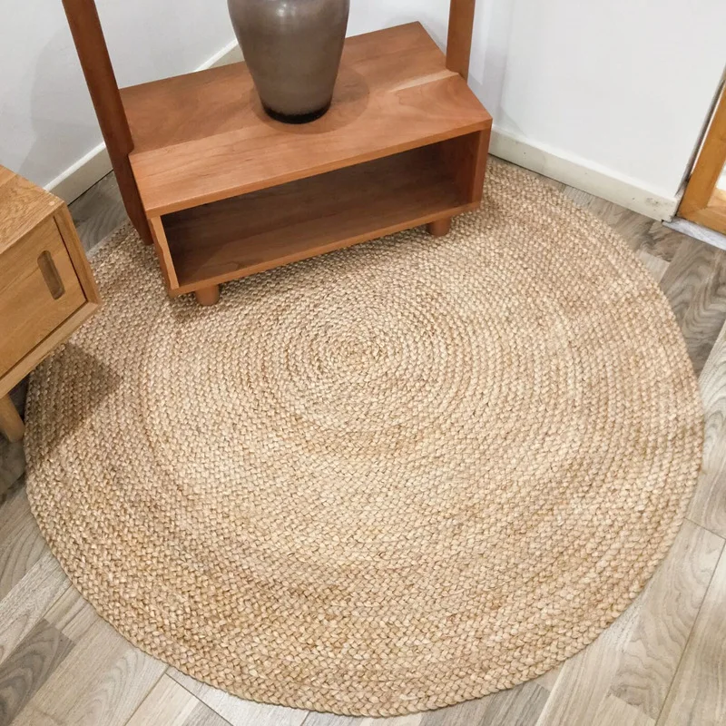 custom carpet Jute Wholesale  runner rugs mat Natural Braided Floor Mat Area Rugs hand made woven Jute Rug Round shape