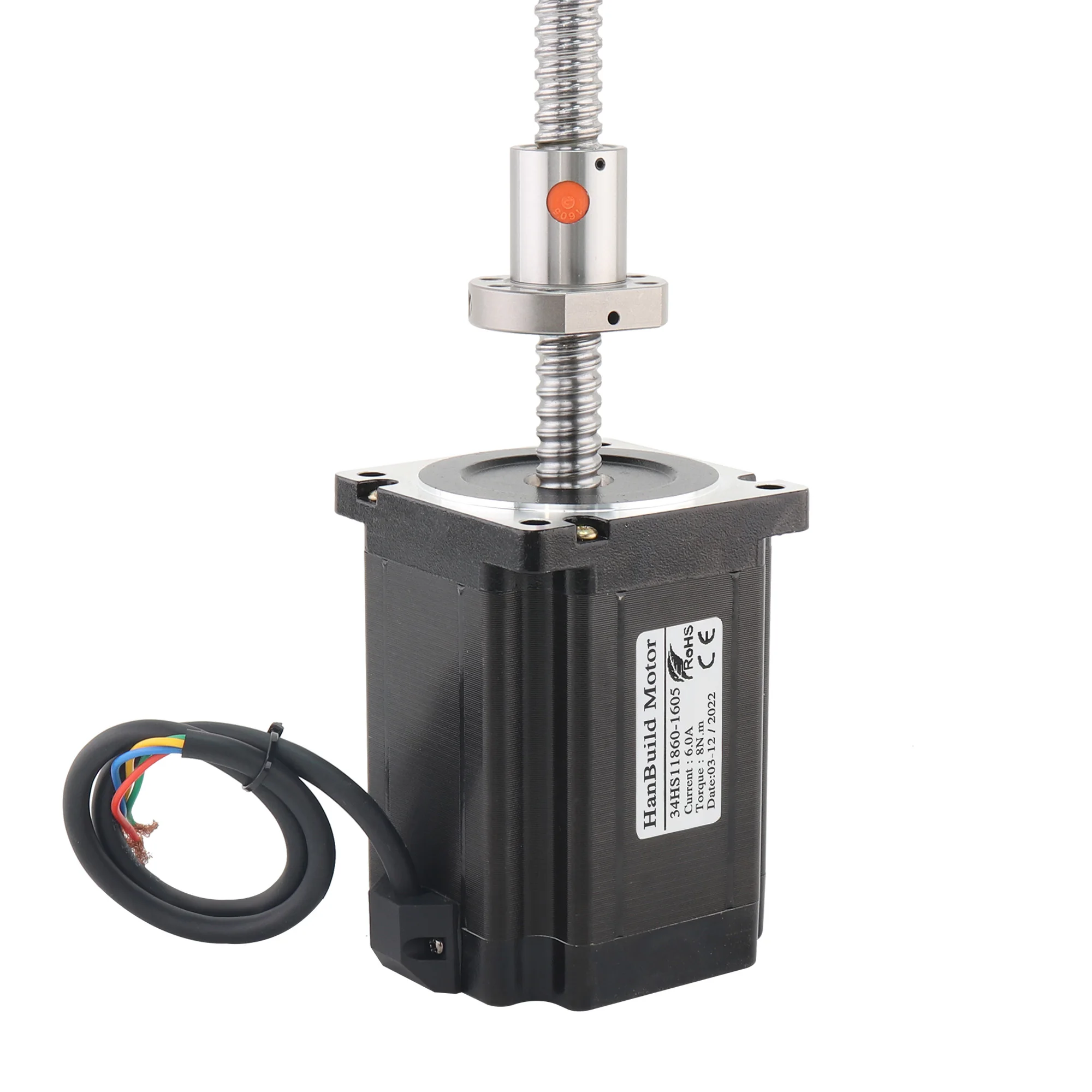 HanBuild ballscrew 34HS11860-SFU1605 ball screw for CNC milling machine  torque 8.0N.M 6.0A 300mm linear nema34 stepper motor