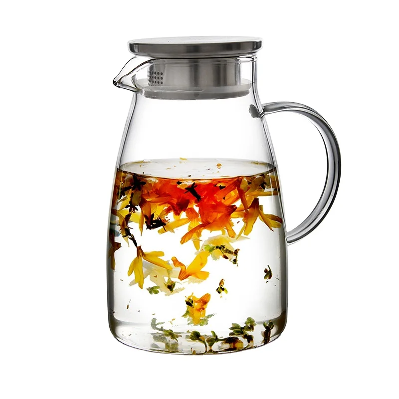 1.6L / 2.0L Pitcher with Glass Iced Tea Pitchers Water Jug Hot Cold Water Ice Tea Wine Coffee Milk and Juice