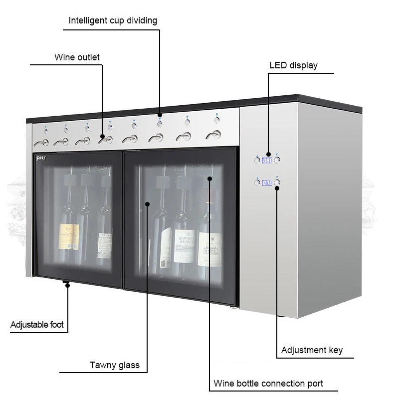 Automatic 8 Bottles Red Wine Dispenser Machine Bar Wine Cooler Fridge