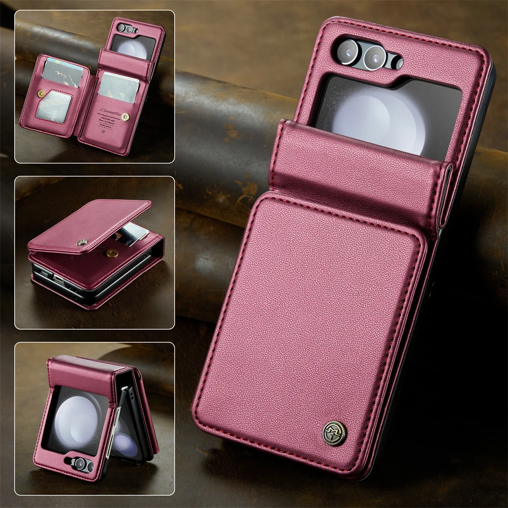 OEM CaseMe Luxury PU Leather Wallet Phone Case with RFID Blocking for Samsung Galaxy Z Flip 5 Phone Case
