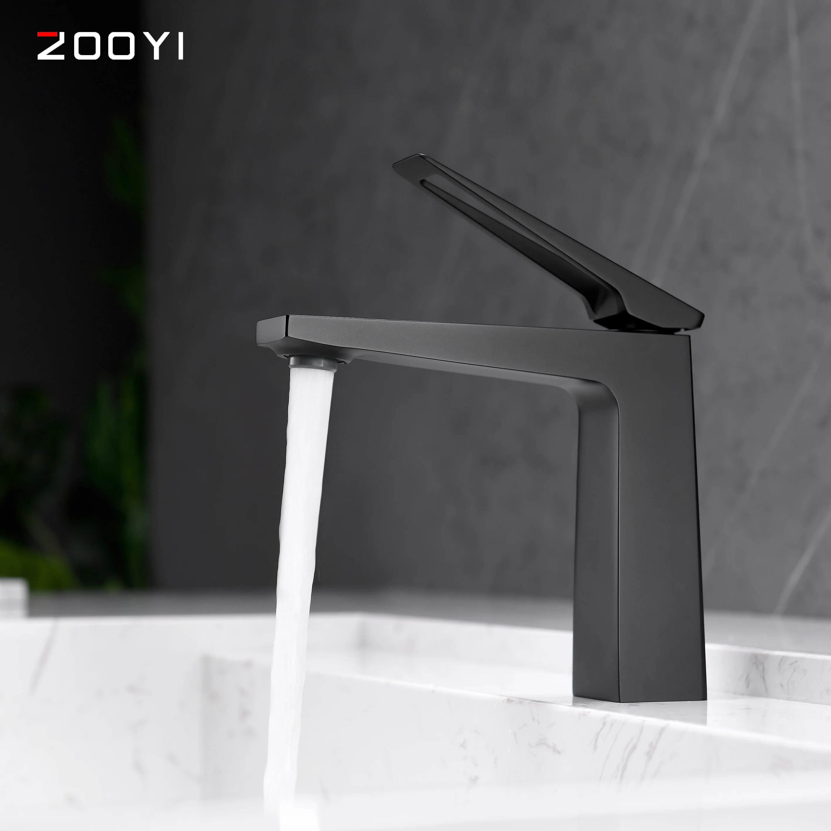 Black hot and cold water deck mounted bathroom basin mixer Kaiping sanitary ware manufacturer