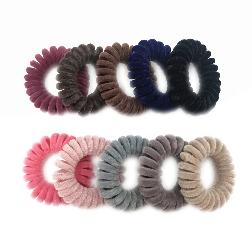 50Pcs Velvet Telephone Coil Band Hair Tie Wholesale Hairband Girls Stretchy Hair Rings Rope Gum Scrunchy Hair Accessories