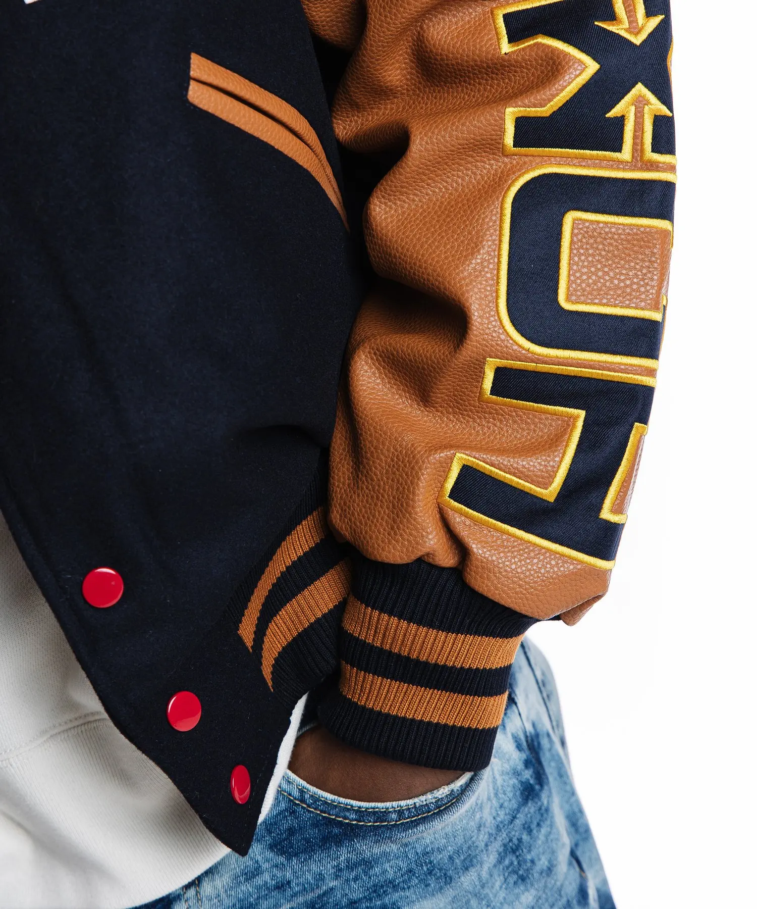 Custom Baseball Jacket Letterman Patches Embroidery Leather Sleeve Sport Letterman Bomber Jacket Men Varsity Jacket