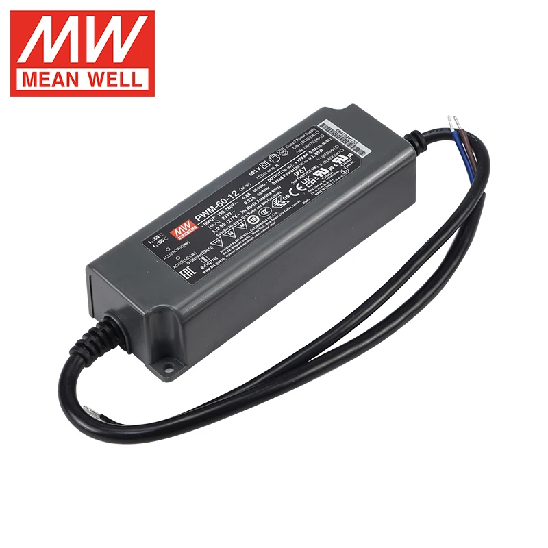 MeanWell PWM-60-12 переменного тока в постоянный ток 60 Вт постоянное напряжение 12 В Светодиодный драйвер для светодиодных лент