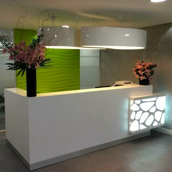 fancy clinic front desk table white medical reception desk