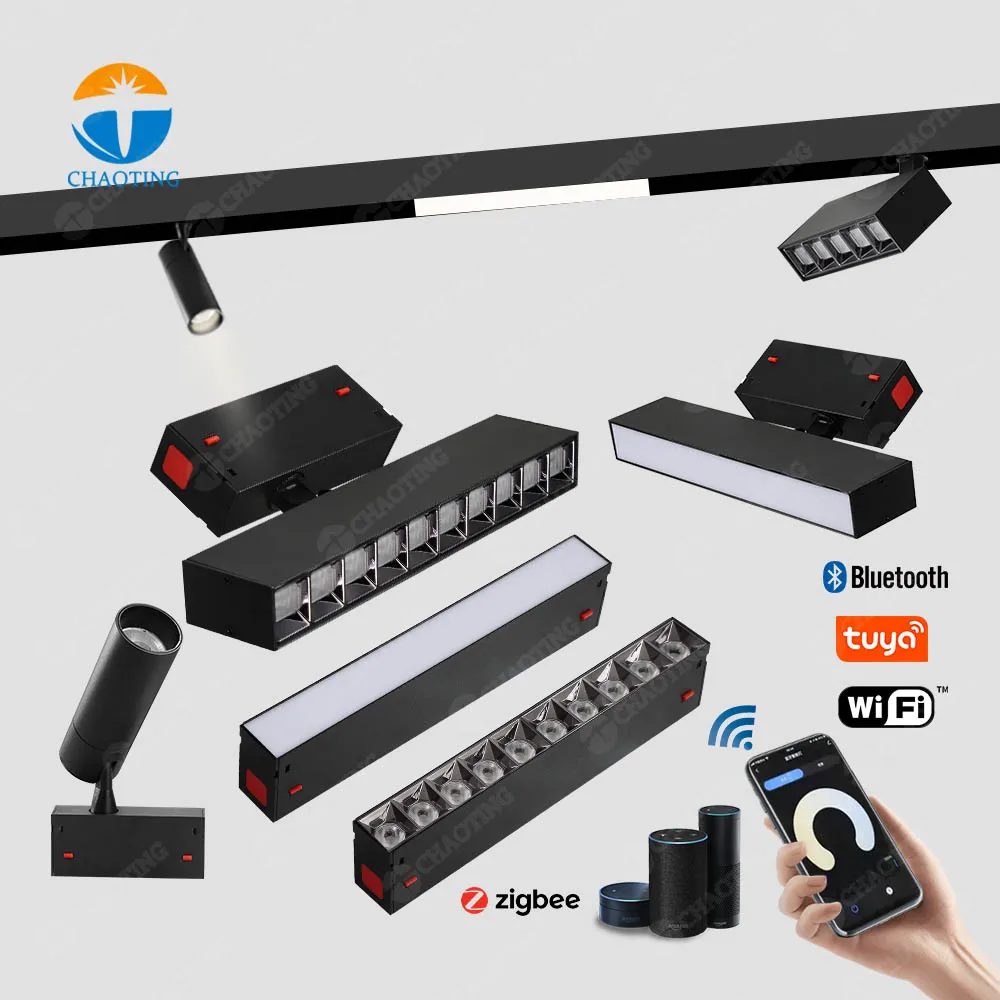 CCT настраиваемый светодиодный Ceil Tracklights управление приложением WiFi зум точечный Трековый светильник для трека прожектор Магнитный трек система скоростного трамвая