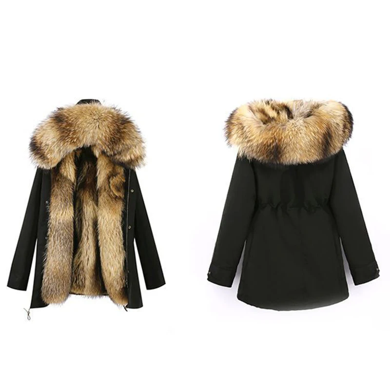 2022 Women Fashion Winter Fur Coats Luxury Men Real Raccoon Fur Parka Coat With Huge Hood Ladies Super Nice Quality Fur Jacket