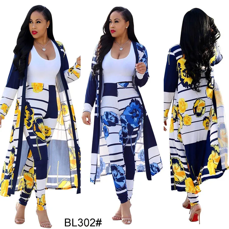 
European and American sexy printed two-piece long-sleeved Blouse with open chest 