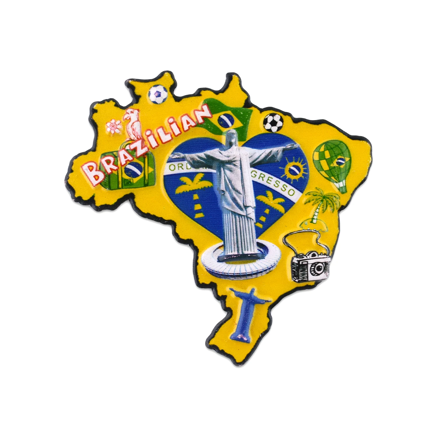Custom Resin Fridge Strong Force Brazil Travel Souvenirs Decorative Crafts Wholesale Gifts Animal Letter Refrigerator Magnet