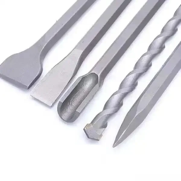 17 PCS Single Tip Drill Bit Set Electric Hammer Drill Bit Set with SDS Plus round Handle for Well Drilling & Chisel Set