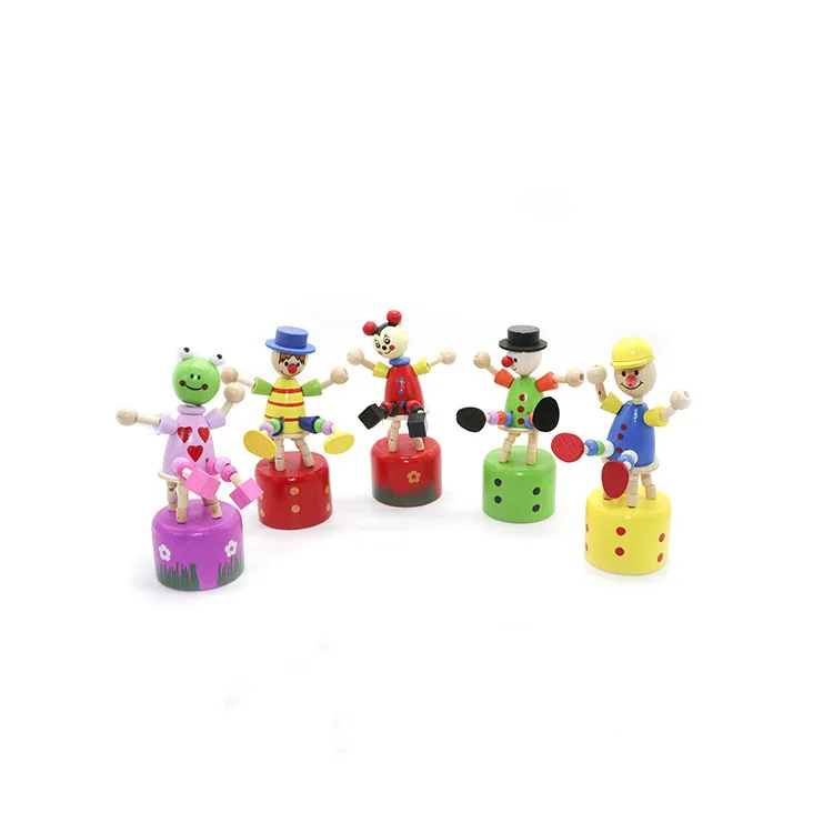
Push puppet finger puppets thumb press base joker puppet push up wooden clown toys 