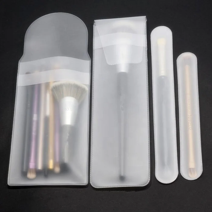 Hot selling new style plain custom black frosty matte pvc makeup brush bag