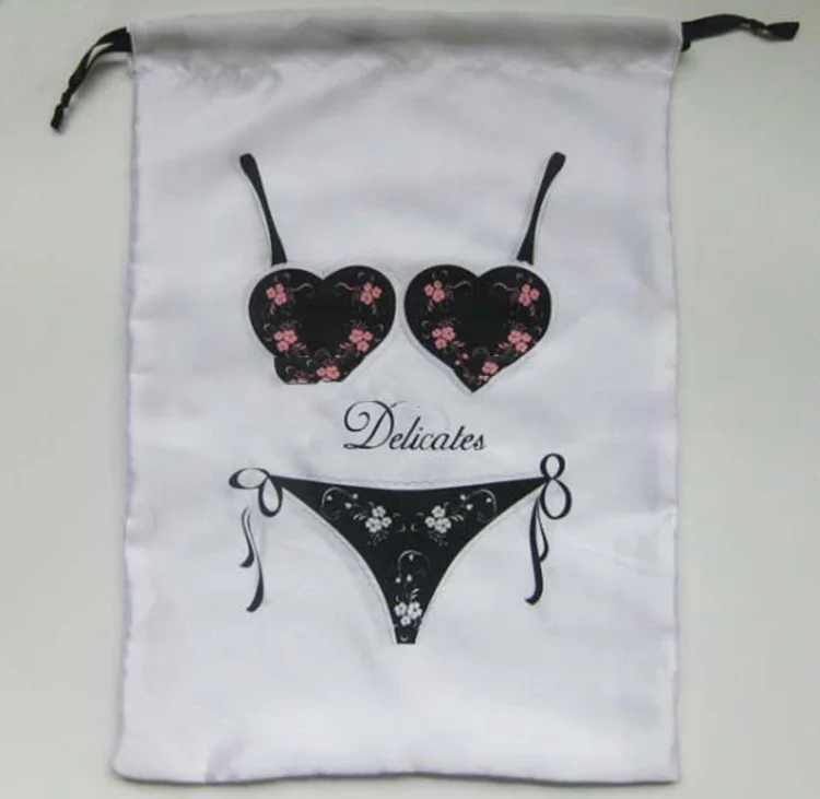 Heat Transfer Beautiful Drawstring Satin Lingerie Bag
