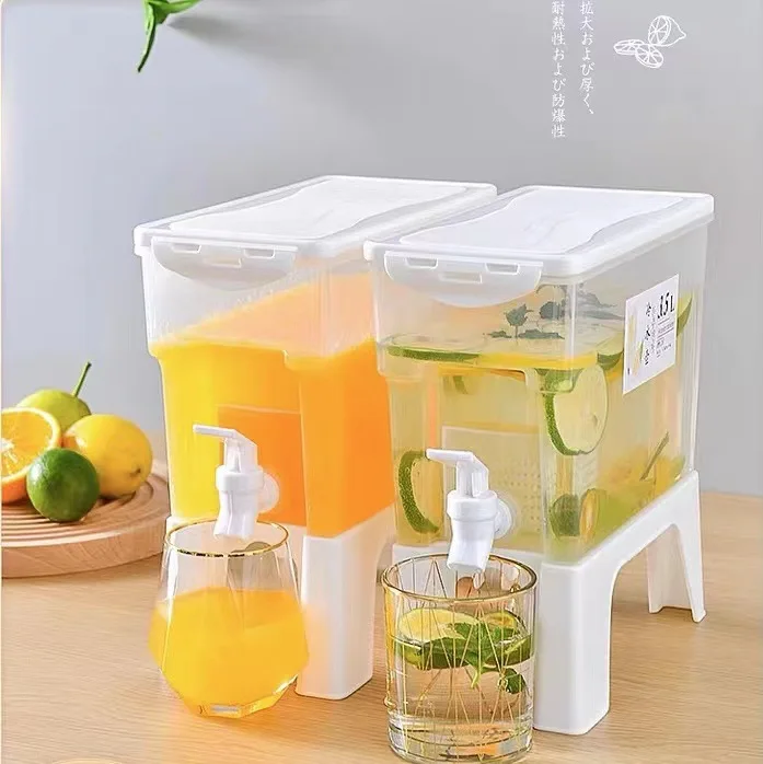 Summer Household Lemon Fruit Juice Beverage Ice Tea Bucket Cold Water Container 3.5l Water Kettle Storage Rack With Faucet