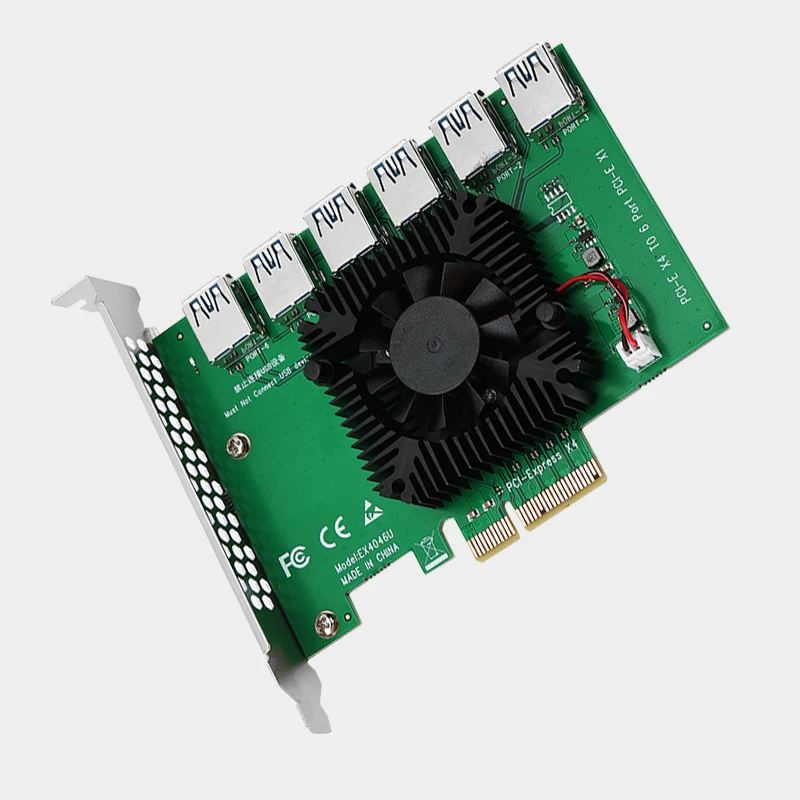PCIEx4 one drag four graphics card converter board USB3.0 external graphics card with cooling fan pci-ex4 to x16