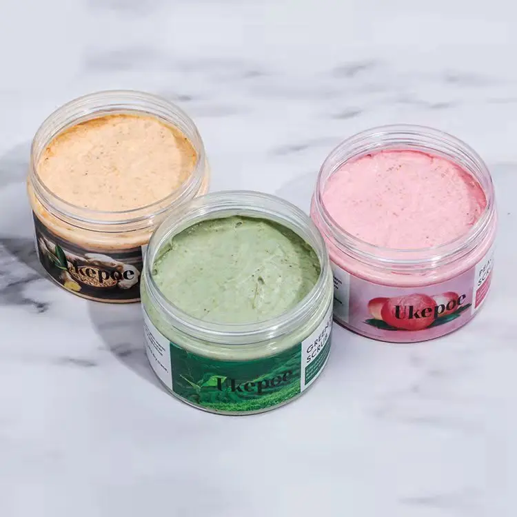 Private label natural skin care set products Exfoliante corporal Exfoliator Whitening Turmeric Green Tea Honey peach Body Scrub