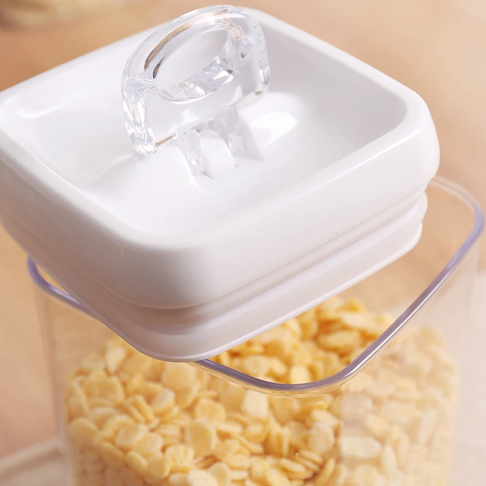 Airtight storage container with sealed plastic lid square dry food storage container 4 pcs pack can be customized