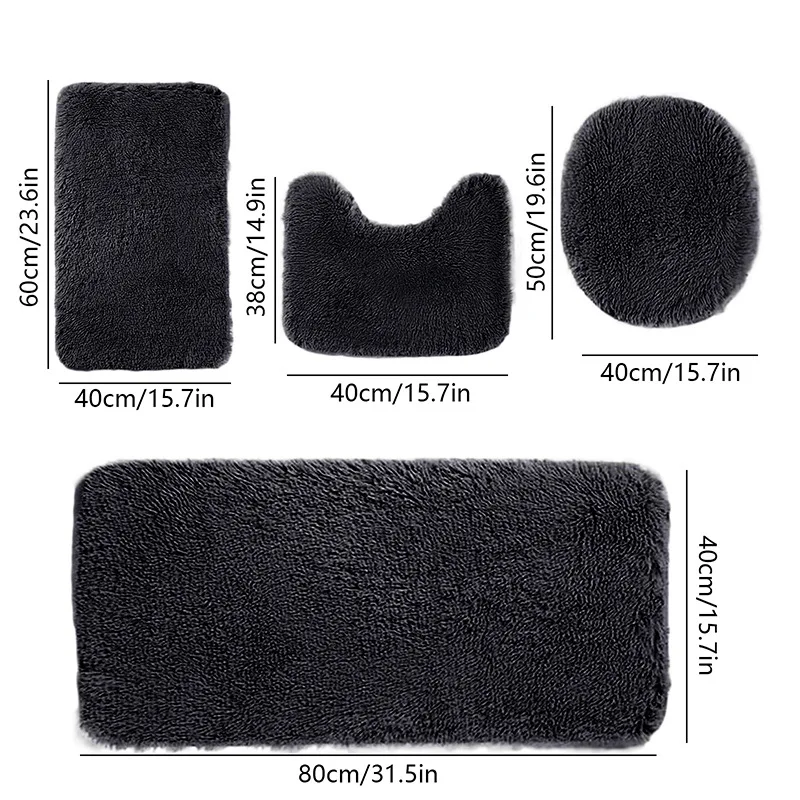 Solid Colored Filament Hair Toilet Cover Rug Faux Fur Carpet toilet bath plush floor mat