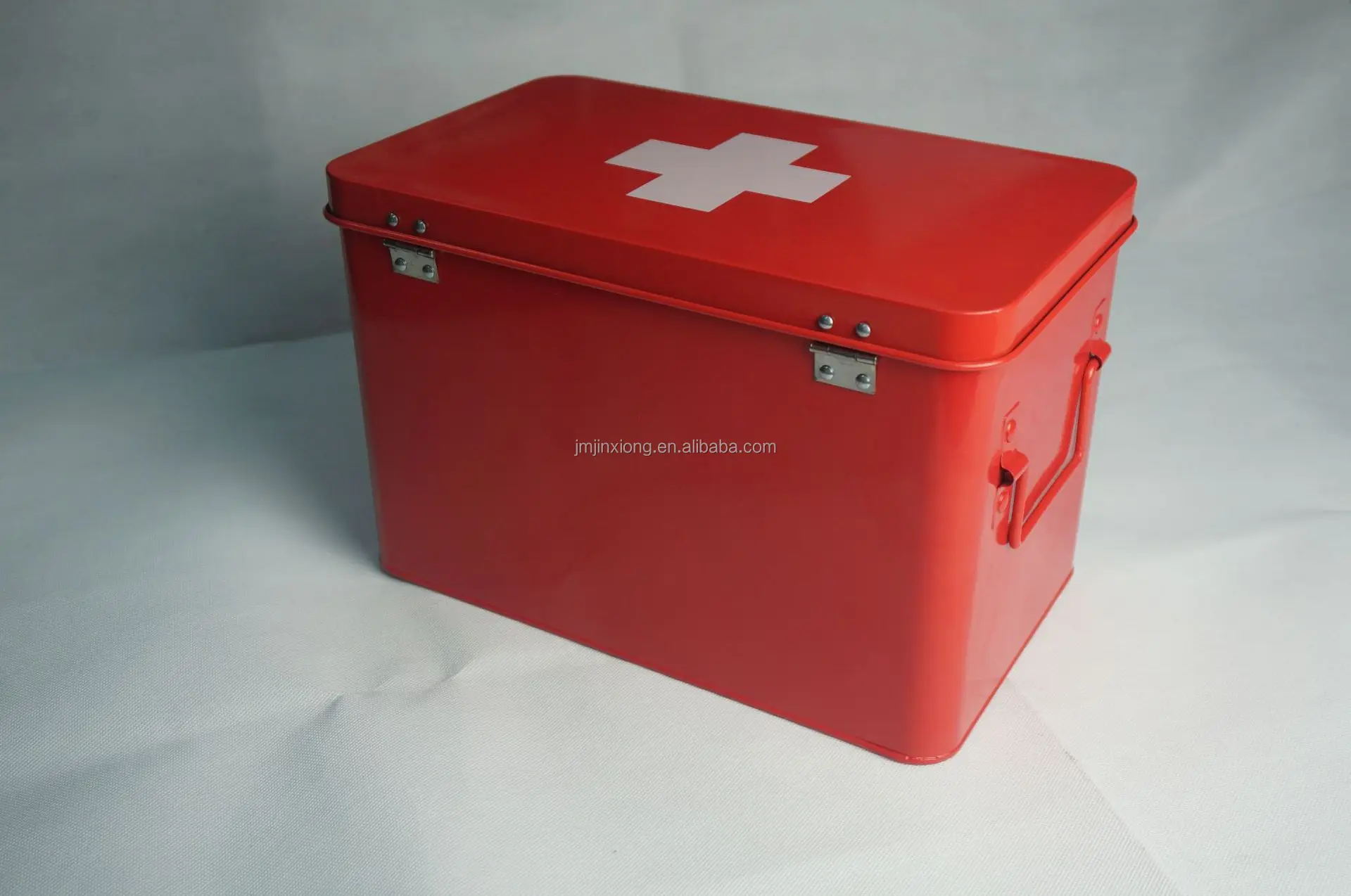 Household First Aid Dedicated First Aid Kit Box Double Layer & 4 Compartments Metal Medicine Storage Box