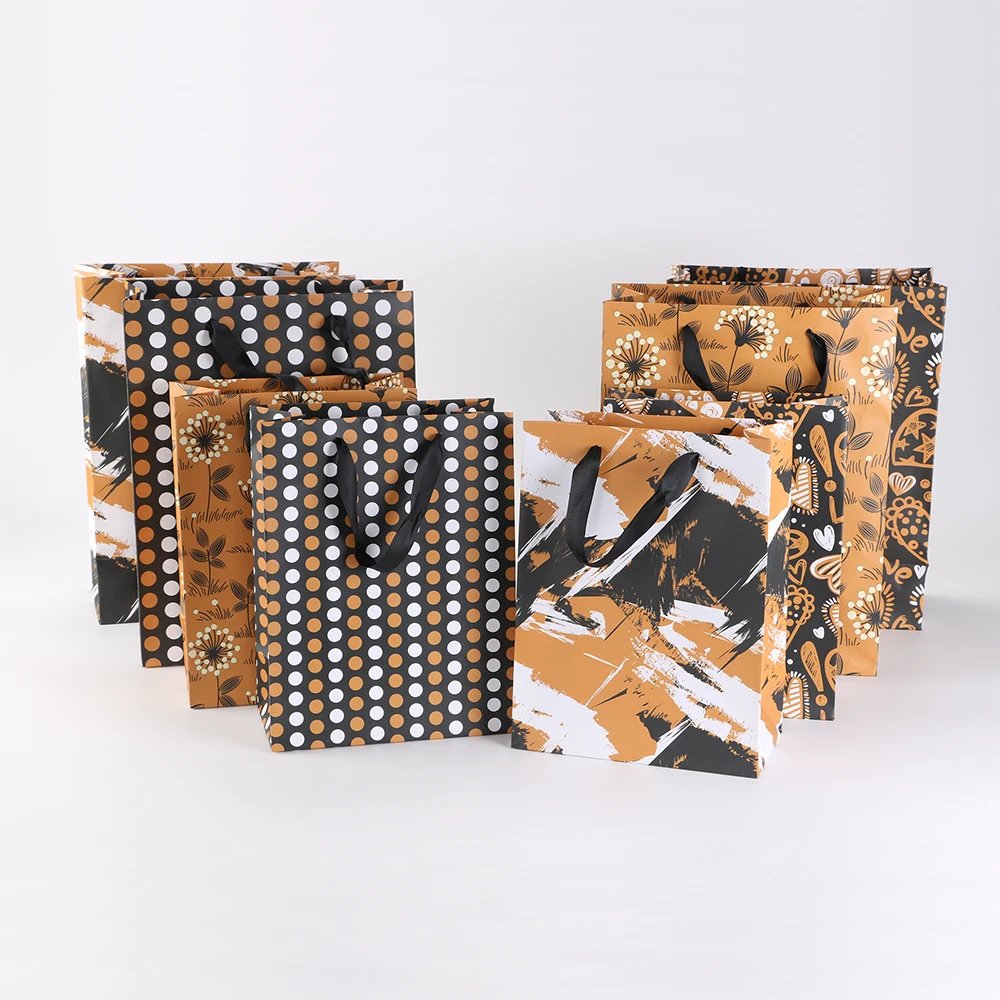 Customize Design Gift Shopping Paper Bag Kraft Paper Mailing Bags Brown White Black Eco Friendly Kraft Paper Bag With Handle