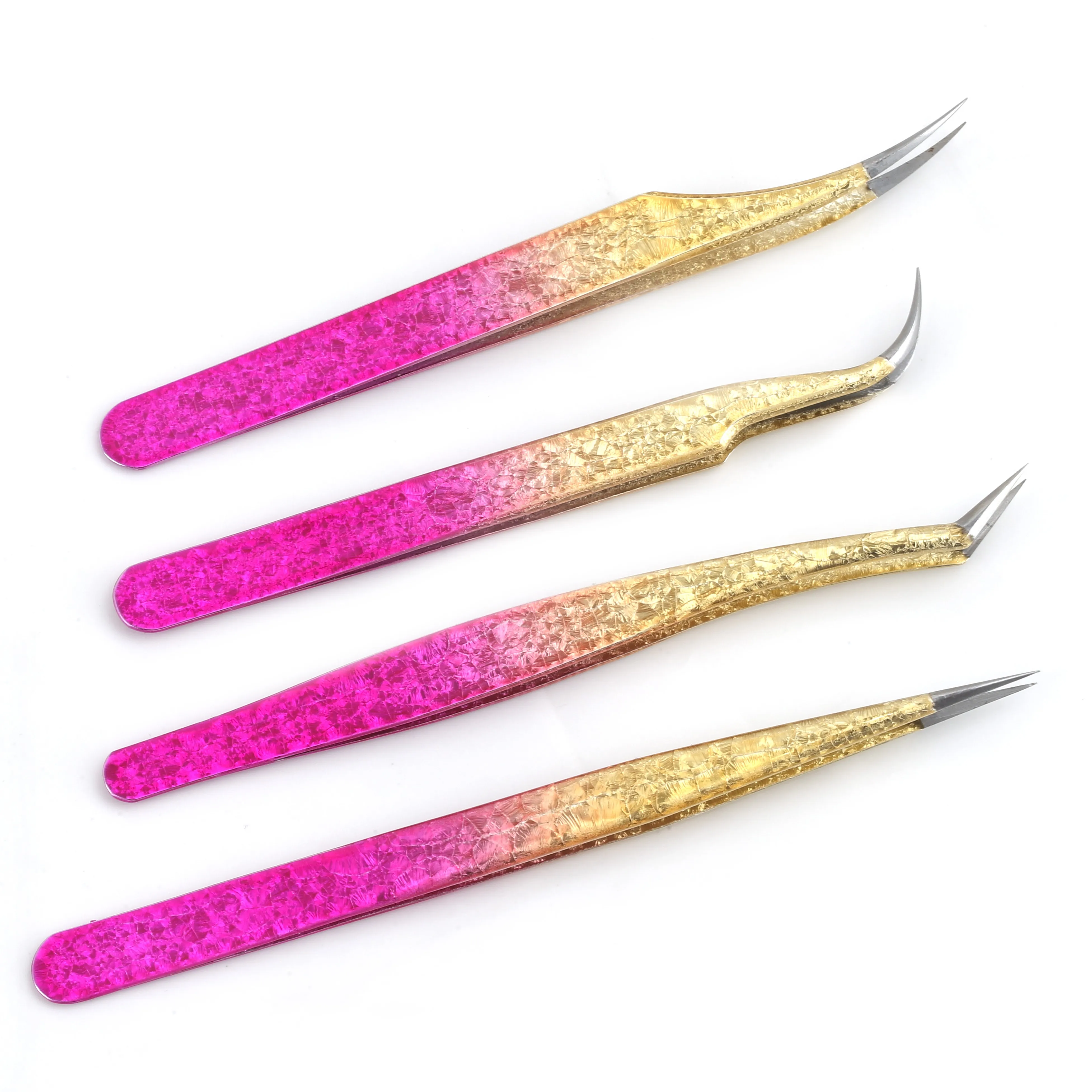 custom logo fiber tip lash tweezers for eyelash extension mega volume eye lash tweezers private label