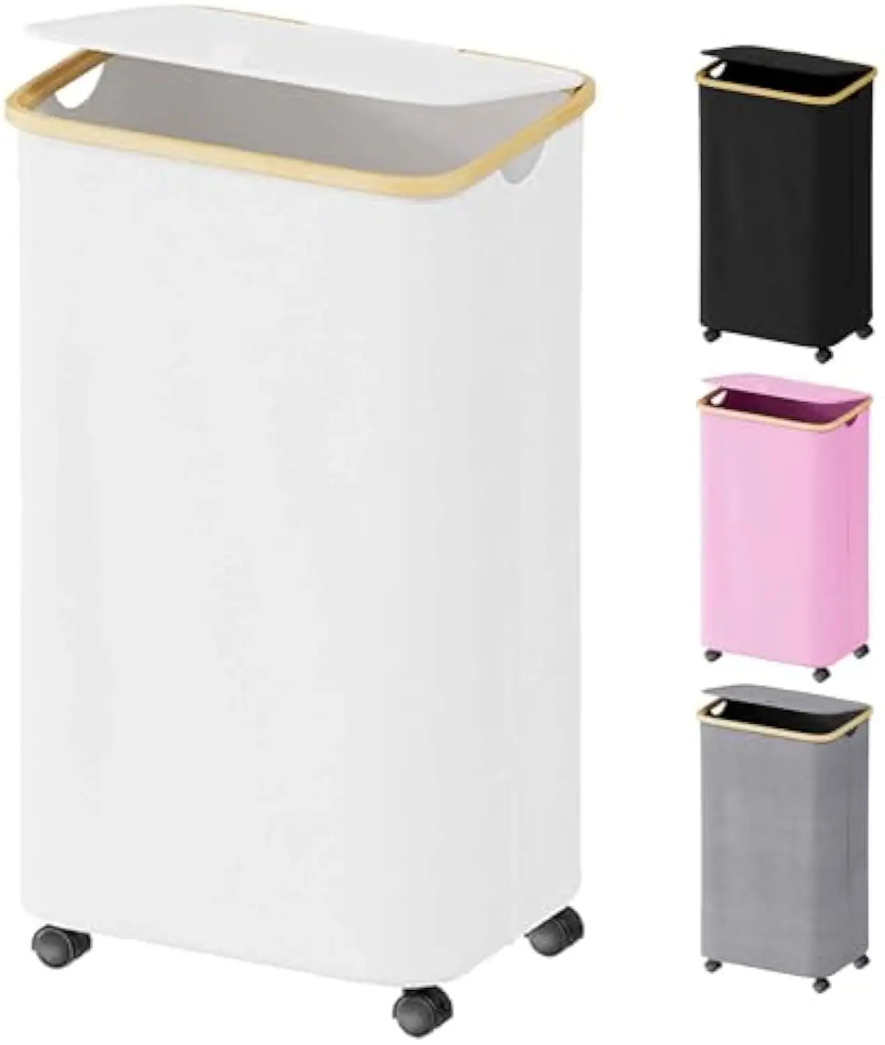 110 Liters laundry basket  Bamboo Clothes Hamper  with wheels for home laundry room Washing Hamper