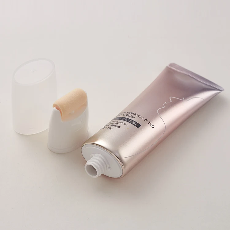 Custom neck massage roller tube package beauty neck cream cosmetic tube with sponge roller applicator