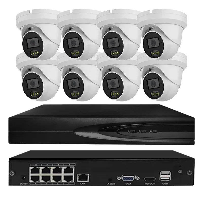 Полноцветные Ip-камеры видеонаблюдения с обнаружением движения, 4CH 8CH 8MP CCTV NVR Kit, беспроводная домашняя купольная система безопасности PoE