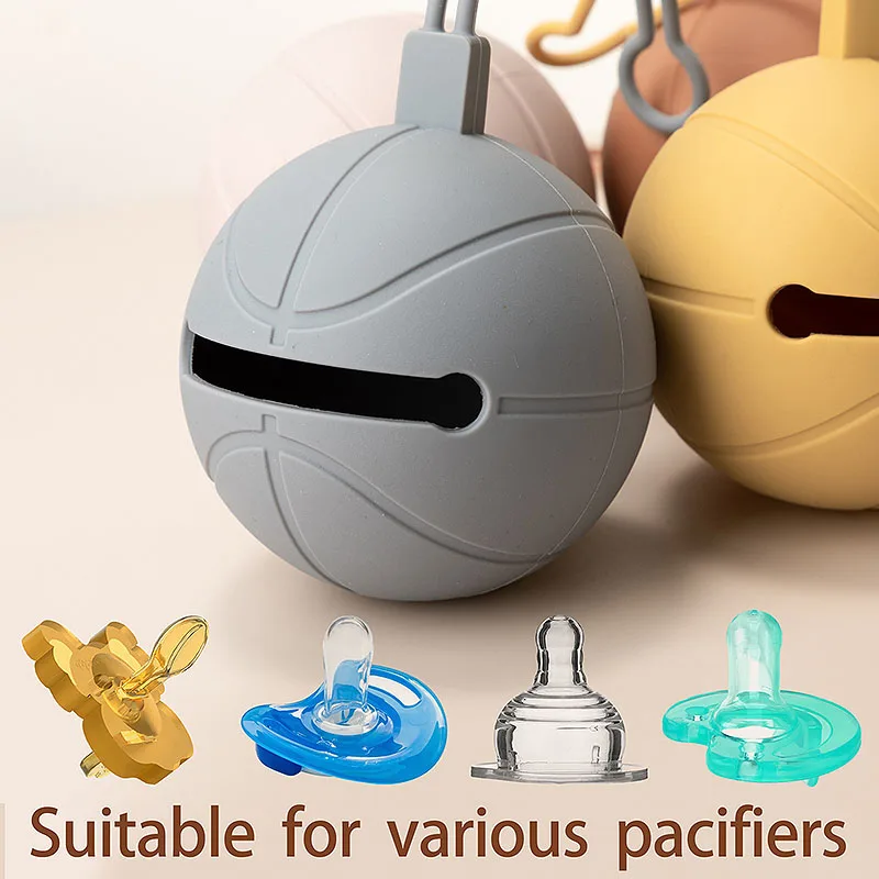 Custom Basketball Silicone Portable Soother Holder Nipple Pacifier Cover Dummy Clip Pacifier Box Baby Pacifier Case