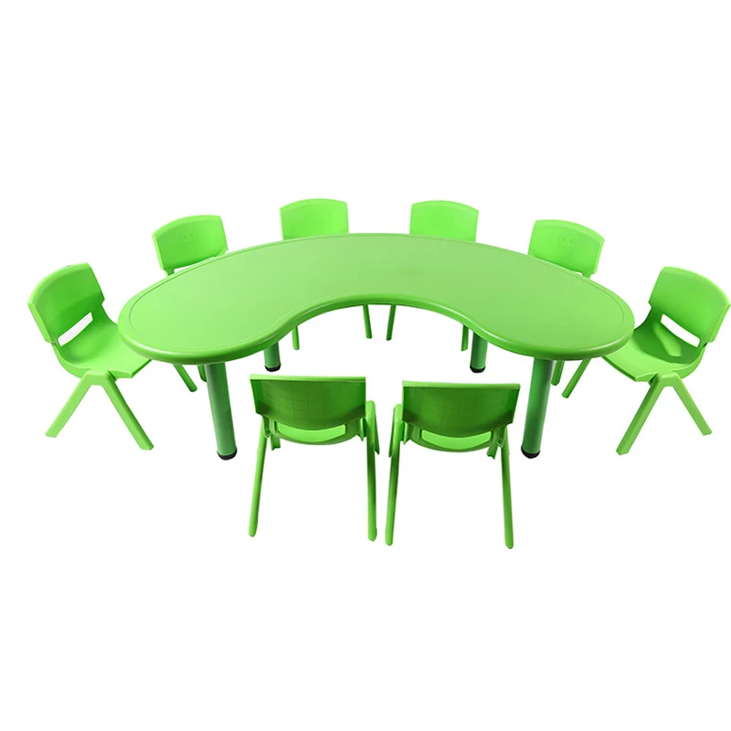 Great Quality Customized kindergarten furniture half moon green kids-reading-table kids reading table