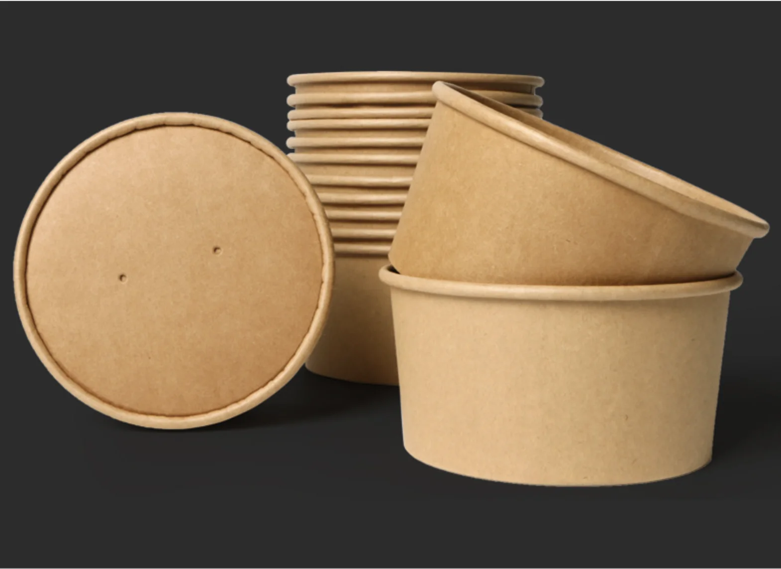 disposable custom printing food packing box container salad bowls kraft paper bowl with lid