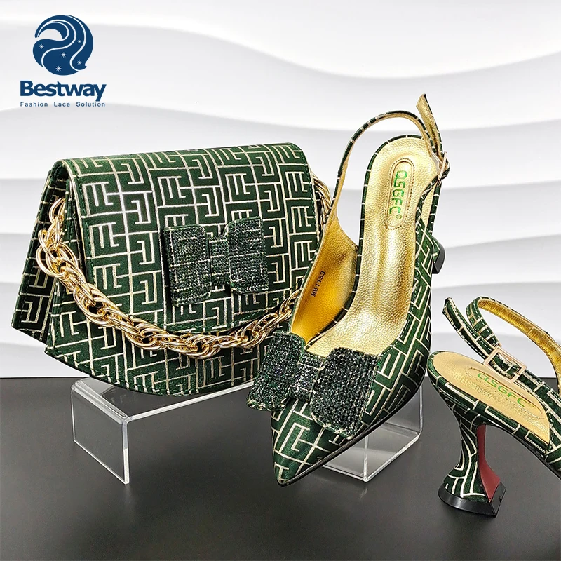 African Shoes and Bag Set NigeriaN Party High Heels with Matching Bag