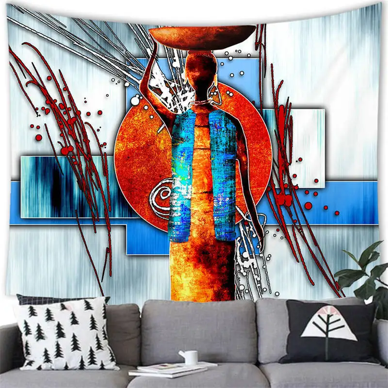 60X80 Inches Ancient Egyptian Ethnic African Tribal Woman and Black Girl Tapestry Wall Hanging for Room