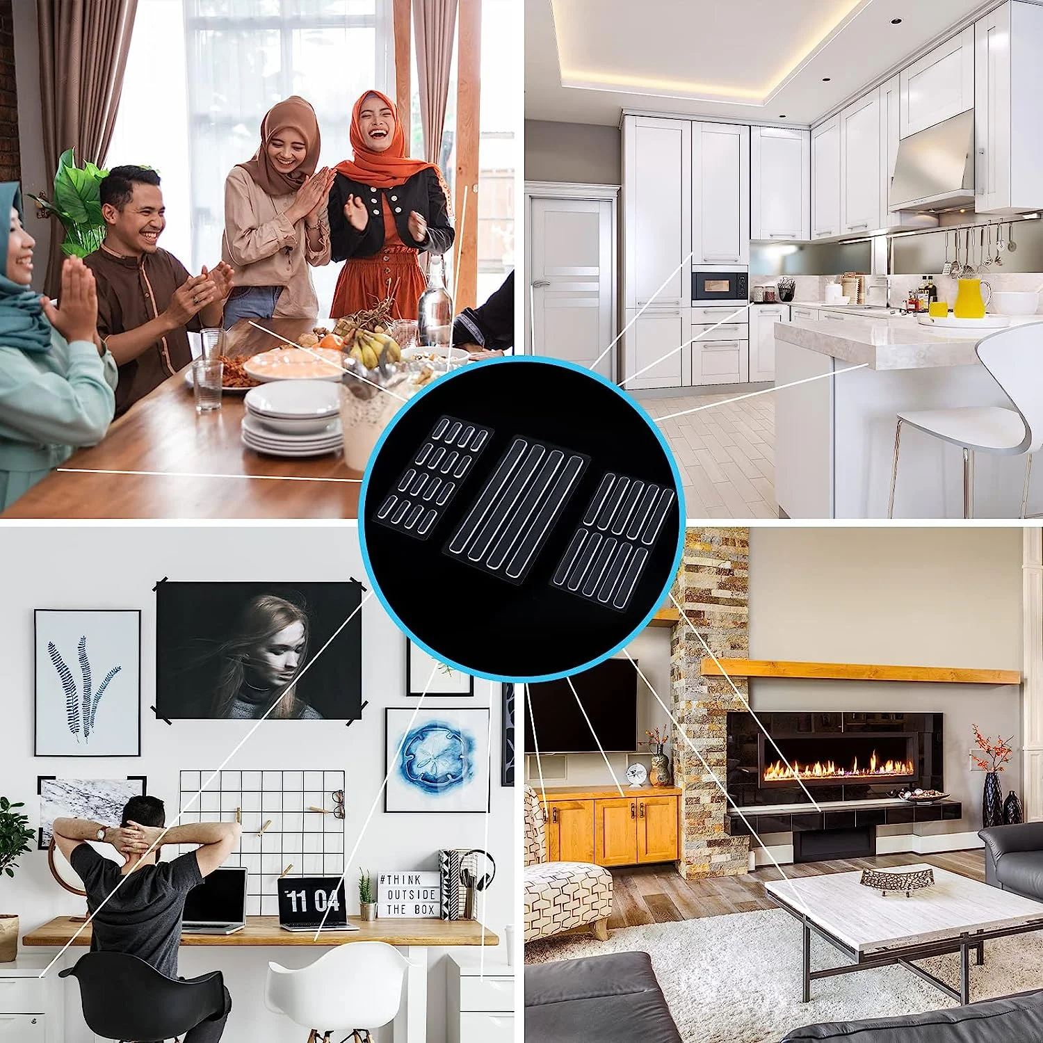 10PCS Wall Protecting Door Cabinet Stopper Self Adhesive Rubber Bumper Strip for Furniture 63*10*2.5MM