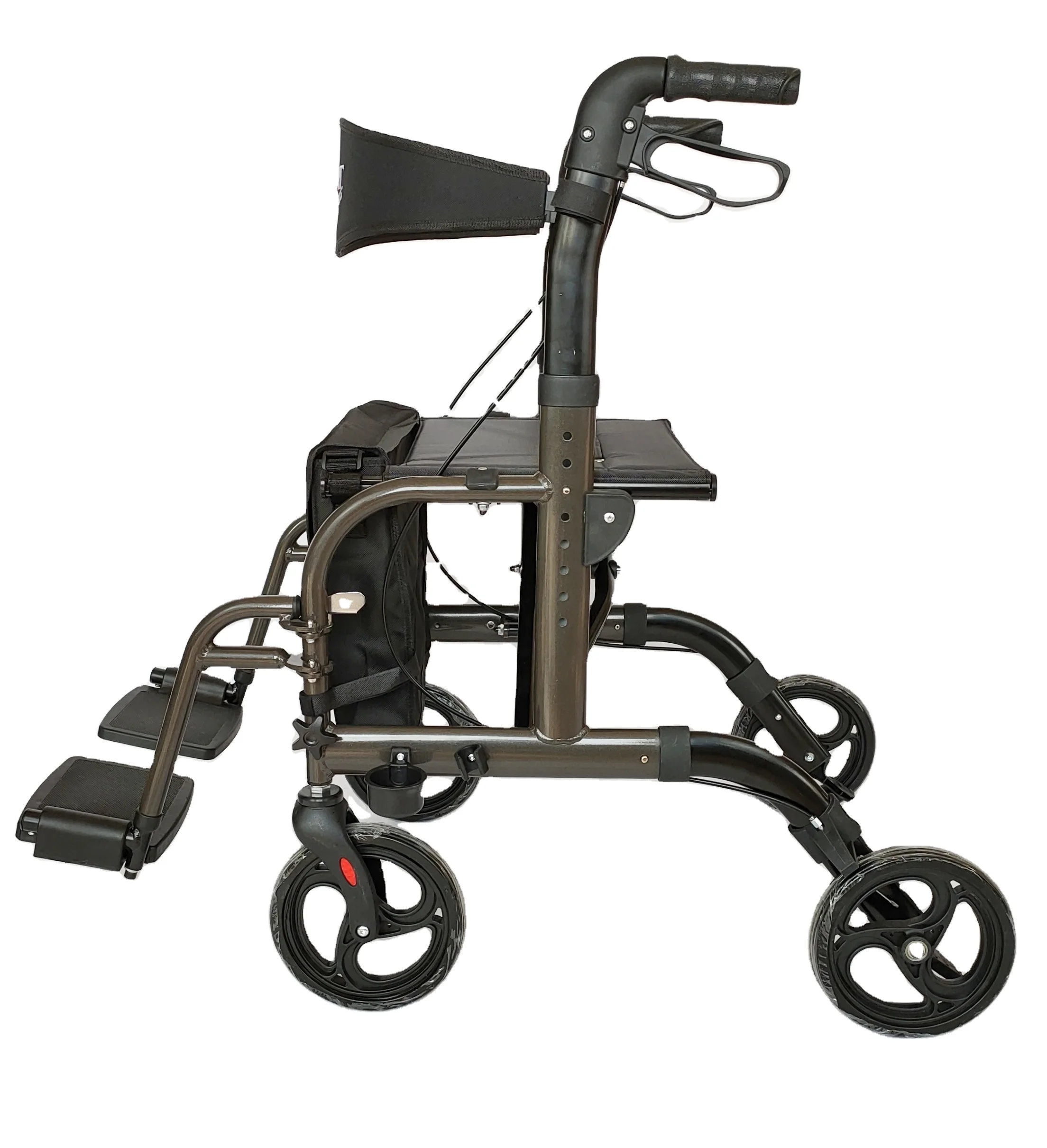 
Outdoor Aluminum walker with seat and footrest for disabled 