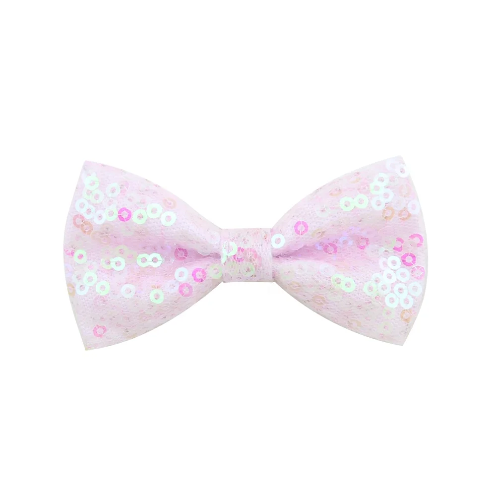E-Magic High quality Sparkly bling 2.7 inches Net Yarn Glitter material bow with clip for girls hair accessory