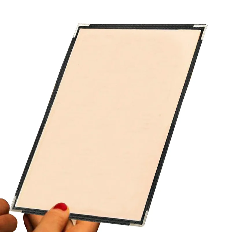 Custom 2 Views PVC Plastic Frame A4 Restaurant Menu Covers For Hotel And Cafe