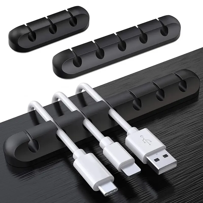 3-5-7 holes Desk Headphone Cord USB Winder Management Silicone cable clip holder wire organize