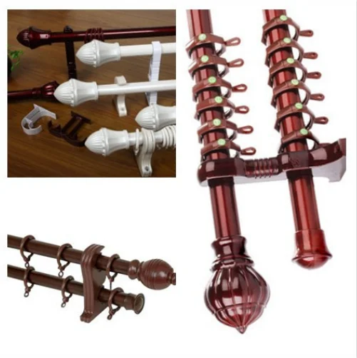 Wholesale drapery rod hardware chrome double  curtain pole extendable