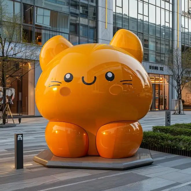 Hot selling resin animal sculptures custom cartoon cats 1:1 simulation animals