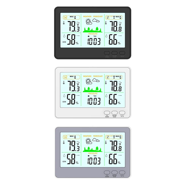 Newest electronic large digital color display indoor outdoor weather station with sensor