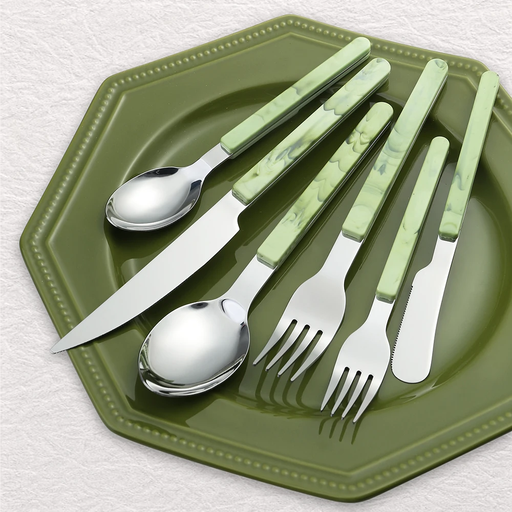 Wholesale Bulk 4 PCS Silver Gift Flatware Spoon Fork and Knife Stainless Steel Cutlery Set with ABS Handle and Box