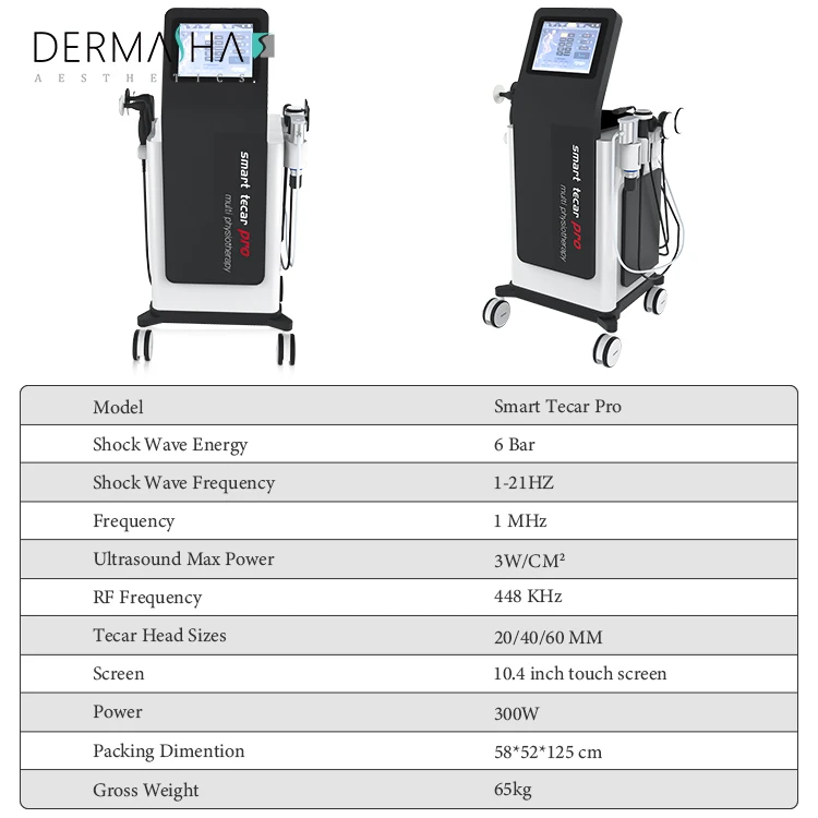 3 In 1 Back Knee Pain Relief Ems Rf CET RET Smart Tecar Wave Therapy Machine Tecar Ultrasound Therapy 3 Handles With Shockwave