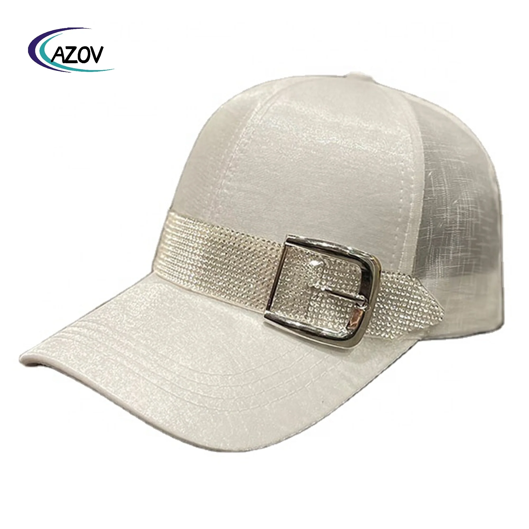 New Fashion Designer Hats Rhinestone Belt Mercerized Mesh Baseball Cap Summer Thin Sunscreen Hat Gorras