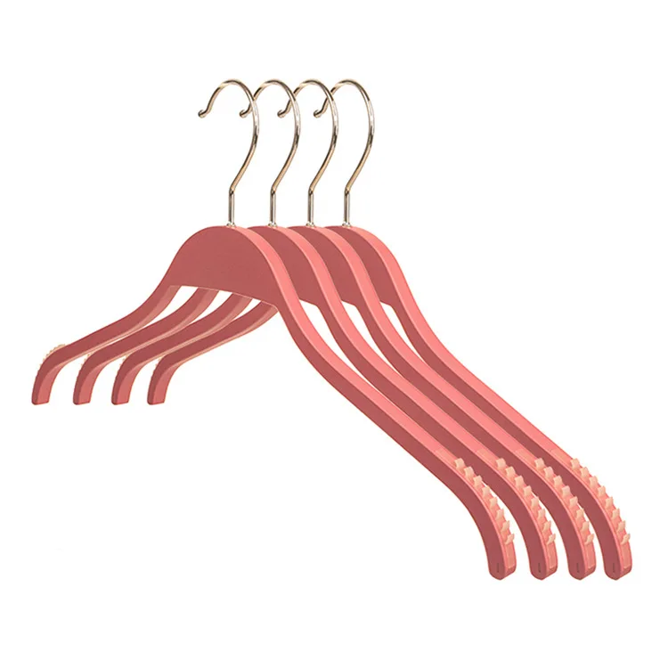 Lavinia Pink Plywood Laminated Wooden Clothes Hangers for Coats Shirts Suit Bentwood Hangers of Nature Style For Garment Display
