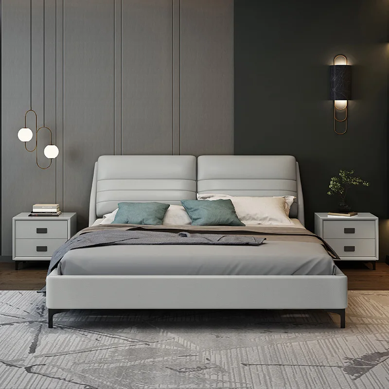 
Factory wholesale modern french style wood frame hotel head board bed set king size bed 